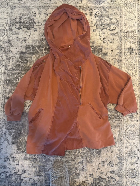 Free People Jackets & Blazers - Free People Hooded Zip-Front Bomber Jacket in Rust